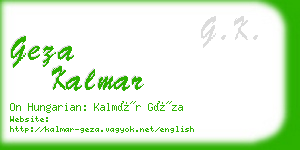 geza kalmar business card